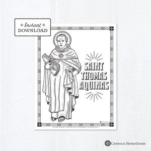 Catholic Coloring Page - Saint Thomas Aquinas - Catholic Saints - Printable Coloring Page - Digital - PDF