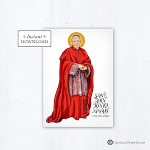 Saint John Henry Newman Card, Art Print, Instant Download, DIY Downloadable PDF 5"x7" Catholic Saint Printable Confirmation Gift