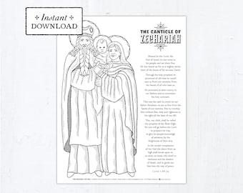 The Nativity of Saint John the Baptist Catholic Coloring Page, Catholic Saints, Printable Coloring Page, Canticle of Zechariah