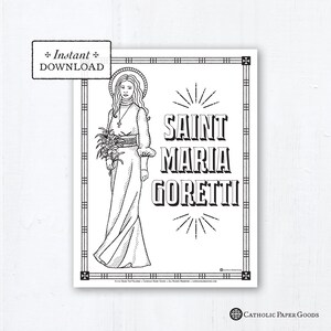 Catholic Coloring Page - Saint Maria Goretti - Catholic Saints - Printable Coloring Page - Digital - PDF