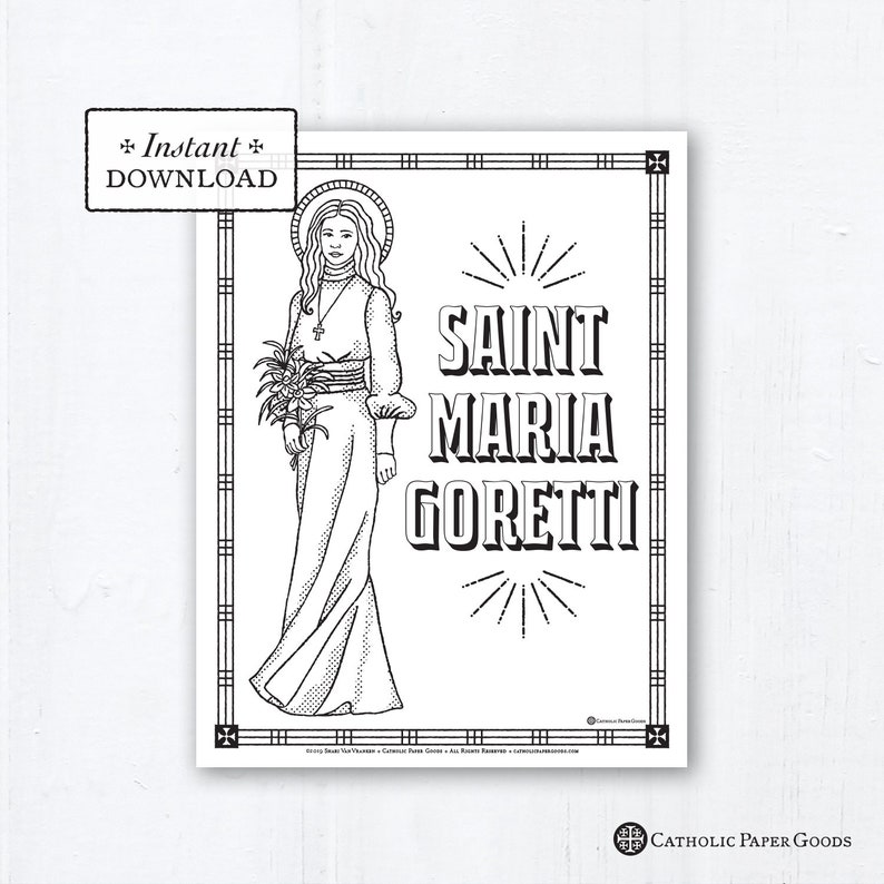 Saint Maria Goretti Coloring Page: Catholic Saints (PDF) - Etsy