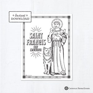 Catholic Coloring Page - Saint Francis of Assisi - Catholic Saints - Printable Coloring Page - Digital - PDF