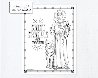 Catholic Coloring Page - Saint Francis of Assisi - Catholic Saints - Printable Coloring Page - Digital - PDF