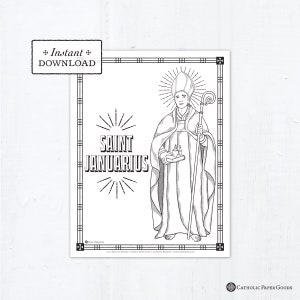 Catholic Coloring Page, Saint Januarius Coloring Page, Catholic Saints, Printable Coloring Page, Digital Coloring Page, PDF