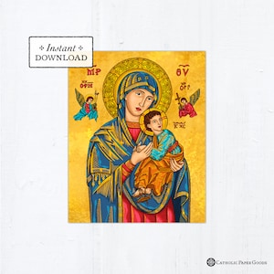Our Lady of Perpetual Help 8x10 Printable Frameable Art Print, Blessed Virgin Mary Catholic Art Print Catholic Art Catholic Gift Home Decor