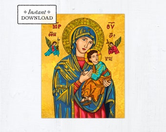 Our Lady of Perpetual Help 8x10 Printable Frameable Art Print, Blessed Virgin Mary Catholic Art Print Catholic Art Catholic Gift Home Decor