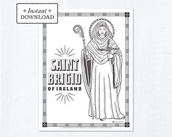 Catholic Coloring Page - Saint Brigid of Ireland - Catholic Saints - Printable Coloring Page - Digital - PDF