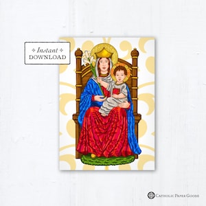 Our Lady of Walsingham Prayer Card, Greeting Card, Art Print - Instant Download - DIY Downloadable PDF 5"x7" Printable Marian Prayer Card