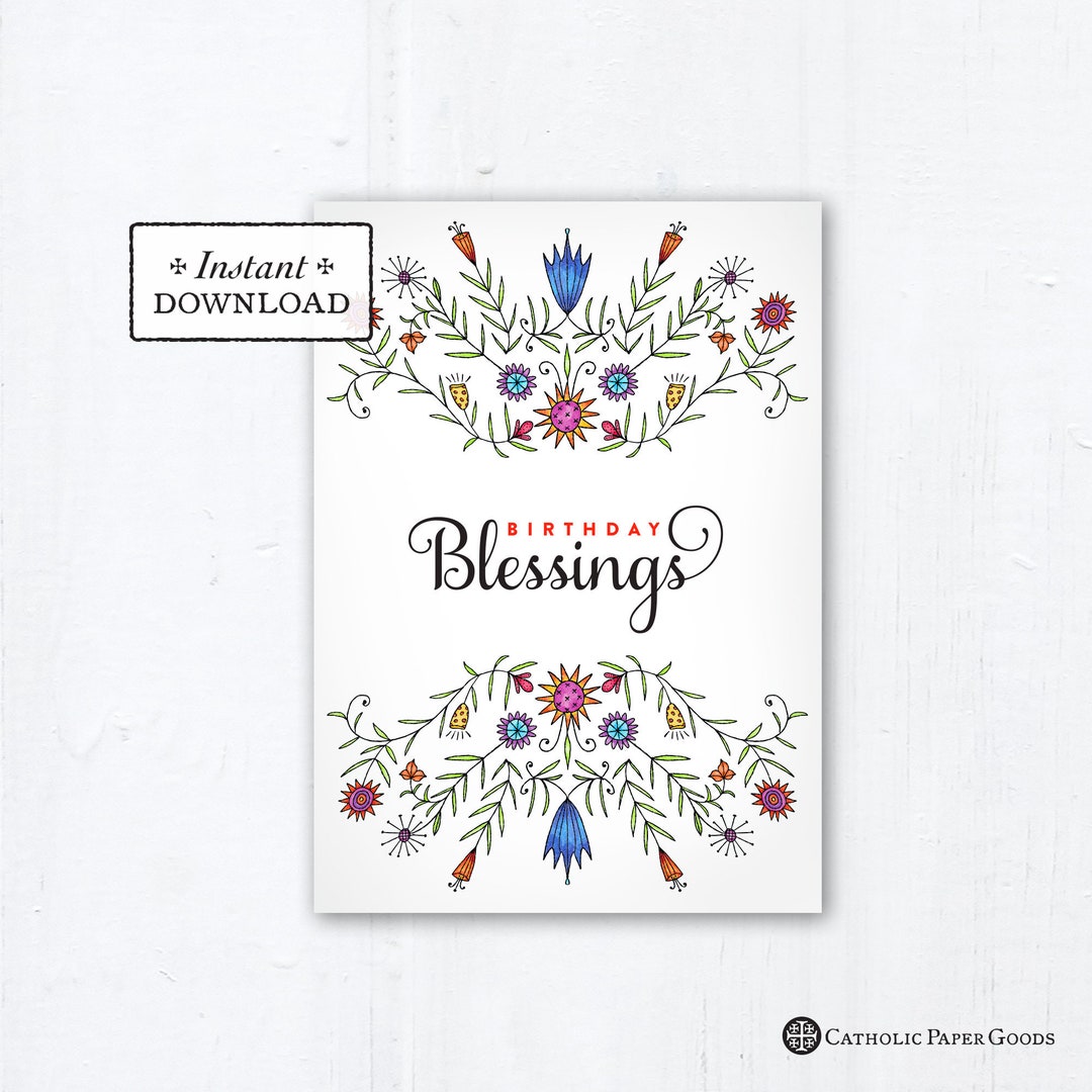 Birthday Blessings Catholic Birthday Card - Instant Download ...