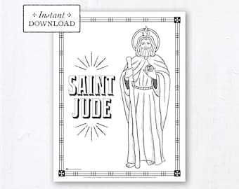 Catholic Coloring Page - Saint Jude - Catholic Saints - Printable Coloring Page - Digital - PDF