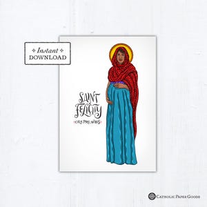 St. Felicity Card, Catholic Greeting Card, Catholic Saint, Art Print, Instant Download, Printable PDF 5x7, Confirmation Gift