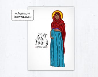 St. Felicity Card, Catholic Greeting Card, Catholic Saint, Art Print, Instant Download, Printable PDF 5x7, Confirmation Gift