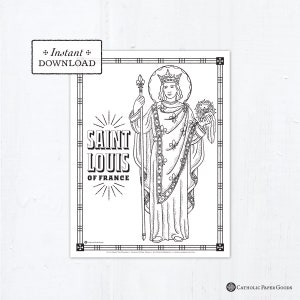 Catholic Coloring Page - Saint Louis of France - Catholic Saints - Printable Coloring Page - Digital - PDF
