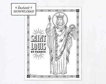 Catholic Coloring Page - Saint Louis of France - Catholic Saints - Printable Coloring Page - Digital - PDF