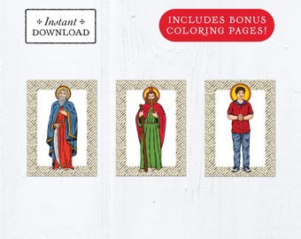 Catholic Saint Flash Cards: October Set #2 + Bonus Coloring Pages (Printable PDF)