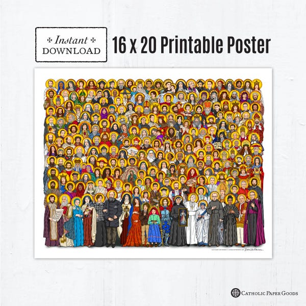 Cartaz para impressão de Todos os Santos 16x20, decoração para o Dia de Todos os Santos, download instantâneo, PDF para impressão, festa do Dia de Todos os Santos, decoração para sala de aula católica
