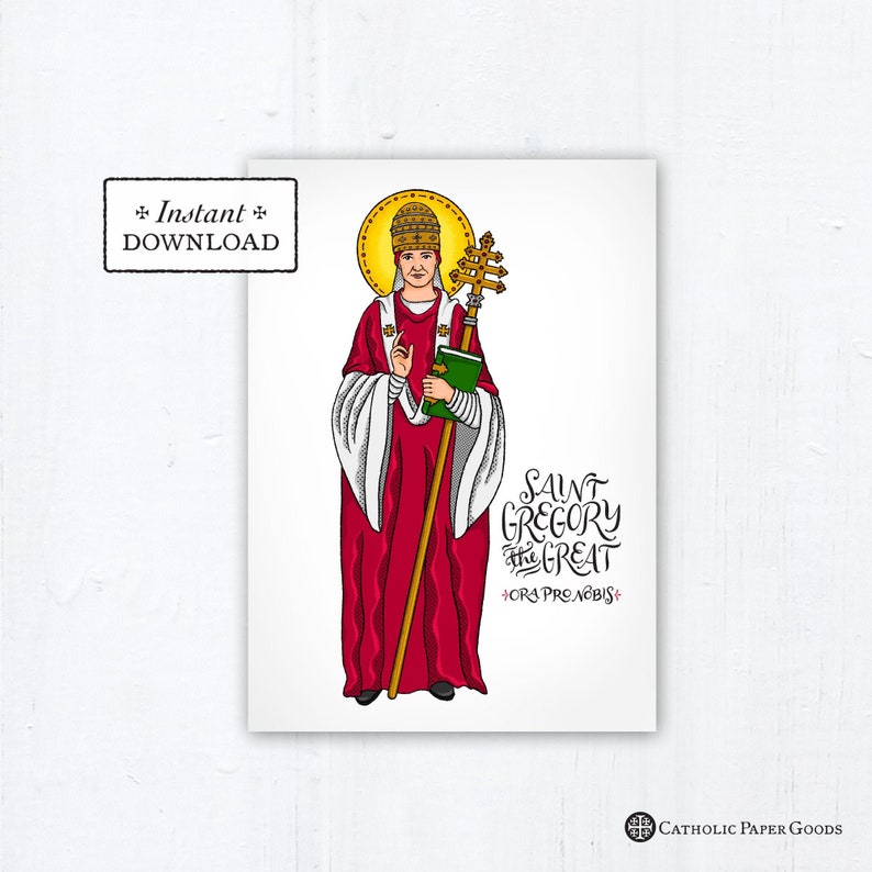 Saint Gregory the Great Card - Art Print - Instant Download - DIY ...