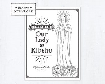 Catholic Coloring Page, Our Lady of Kibeho, Catholic Marian Coloring Page, Printable Coloring Page, Digital Coloring Page, PDF