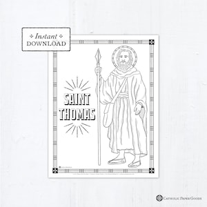 Catholic Coloring Page - Saint Thomas the Apostle - Catholic Saints - Printable Coloring Page - Digital - PDF