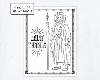 Catholic Coloring Page - Saint Thomas the Apostle - Catholic Saints - Printable Coloring Page - Digital - PDF