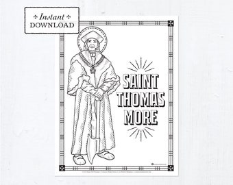 Catholic Coloring Page - Saint Thomas More - Catholic Saints - Printable Coloring Page - Digital - PDF