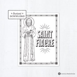 Catholic Coloring Page, Saint Fiacre Coloring Page, Catholic Saints, Printable Coloring Page, Digital Coloring Page, PDF