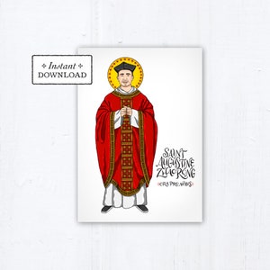 St. Augustine Zhao Rong Card, Catholic Greeting Card, Catholic Saint, Art Print, Instant Download, Downloadable PDF 5x7, Confirmation Gift