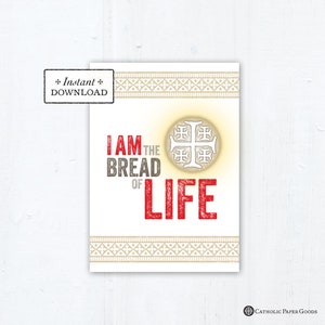 I Am the Bread of Life Catholic First Communion Card, Download, Printable Card 5x7, Catholic Greeting Card First Communion Eucharist