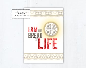 I Am the Bread of Life Catholic First Communion Card, Download, Printable Card 5x7, Catholic Greeting Card First Communion Eucharist