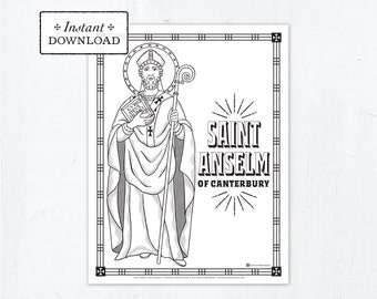 Catholic Coloring Page - Saint Anselm of Canterbury - Catholic Saints - Printable Coloring Page - Digital - PDF