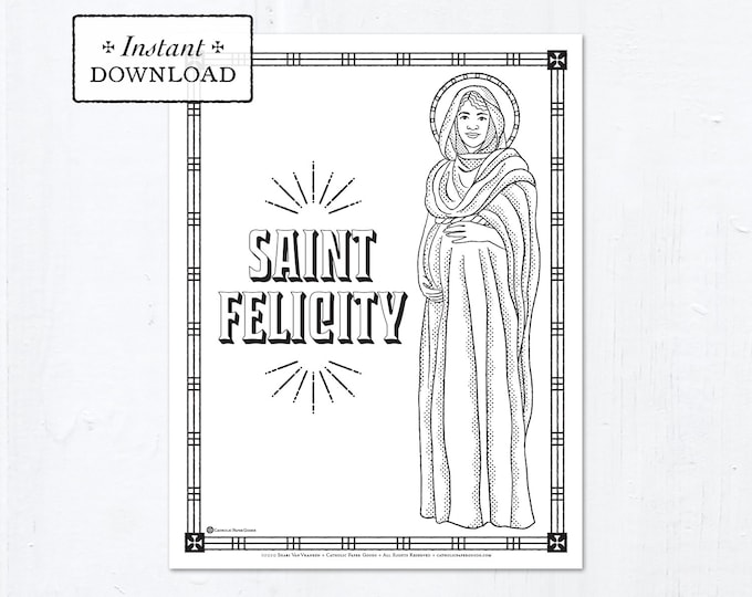 Catholic Coloring Page - Saint Felicity - Catholic Saints - Printable Coloring Page - Digital - PDF