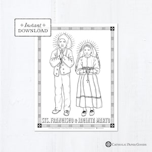 Saints Francisco & Jacinta Marto Catholic Coloring Page Catholic Saints, Printable Coloring Page, Our Lady of Fatima, Miracle of the Sun