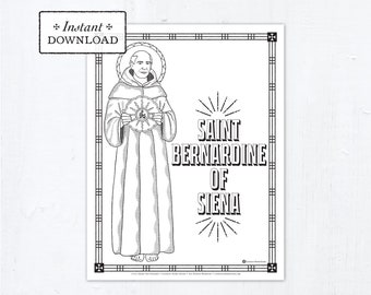 Catholic Coloring Page - Saint Bernardine of Siena - Catholic Saints - Printable Coloring Page - Digital - PDF