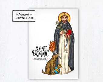 St. Dominic Catholic Art Print & Greeting Card (Printable PDF) Confirmation Card Gift