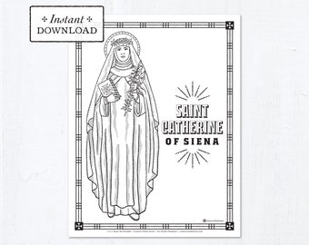 Catholic Coloring Page - Saint Catherine of Siena - Catholic Saints - Printable Coloring Page - Digital - PDF
