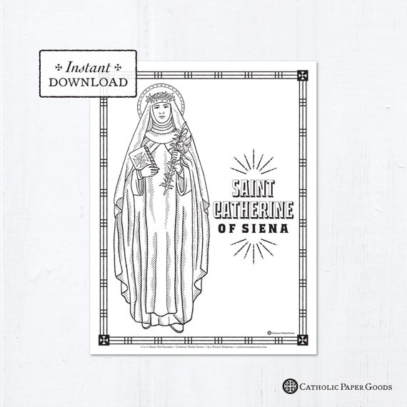 Catholic Coloring Page Saint Catherine of Siena Catholic - Etsy