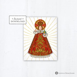 Infant of Prague Novena Prayer Card, Infant of Prague Greeting Card Instant Download - DIY Downloadable PDF 4.25"x5.5" A2