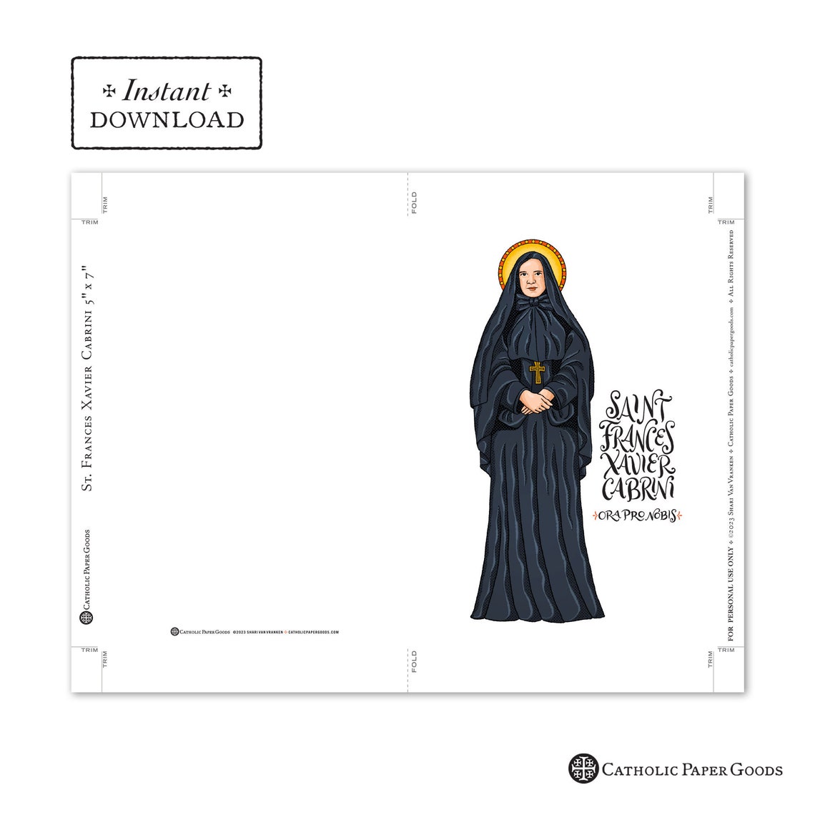 Saint Frances Xavier Cabrini Art Print: Catholic Confirmation Gift (PDF ...