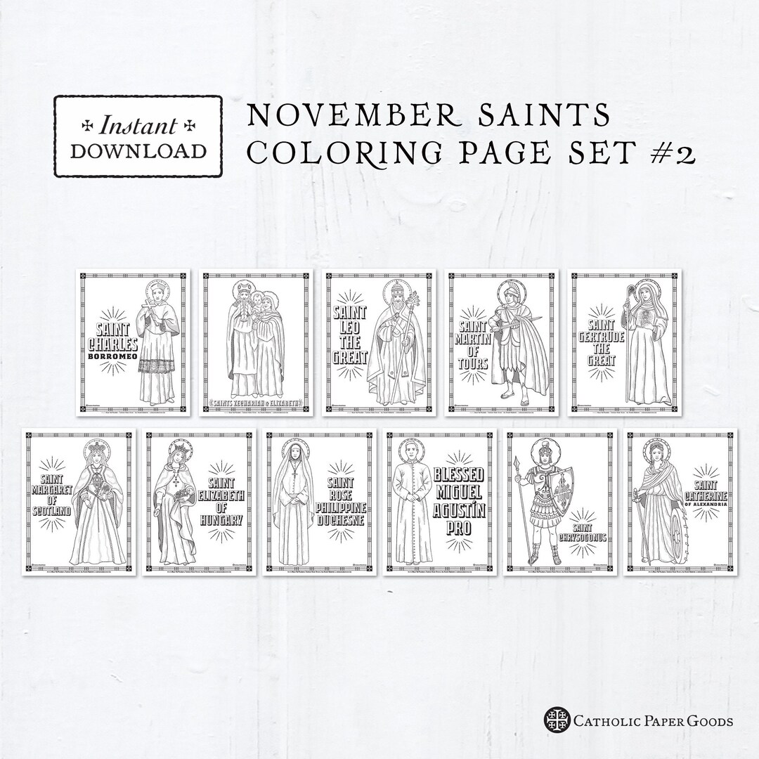 Catholic Coloring Pages - November Saints Set #2 - Bundle of 11 ...