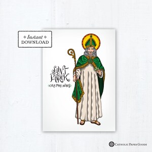 St. Patrick (Old) Card, Catholic Greeting Card, Catholic Saint, Art Print, Instant Download, Printable PDF 5x7, Confirmation Gift
