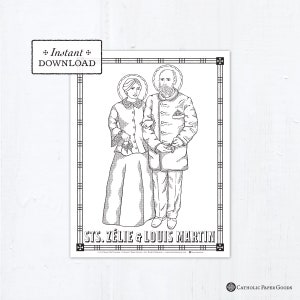 Catholic Coloring Page - Saints Zélie & Louis Martin - Catholic Saints - Printable Coloring Page - Digital - PDF