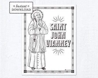 Catholic Coloring Page - Saint John Vianney - Catholic Saints - Printable Coloring Page - Digital - PDF