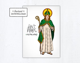 St. Patrick Card - Art Print - Instant Download - DIY Downloadable PDF 5"x7" - St. Patrick's Breastplate Card - Lorica of St. Patrick