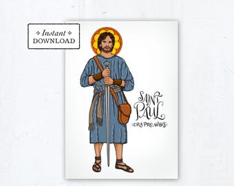 St. Paul the Apostle (Young) Card, Catholic Greeting Card, Catholic Saint, Art Print, Instant Download, Printable PDF 5x7, Confirmation Gift