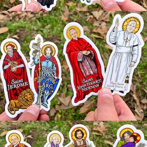 Catholic Saints 4 Inch Individual Die Cut Vinyl Stickers Peel & Stick Catholic Saint Stickers Set 1 St Anthony Faustina Kateri Therese Rita image 5