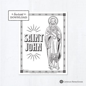 Catholic Coloring Page - Saint John the Evangelist - Catholic Saints - Printable Coloring Page - Digital - PDF