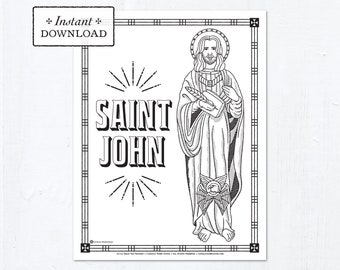 Catholic Coloring Page - Saint John the Evangelist - Catholic Saints - Printable Coloring Page - Digital - PDF