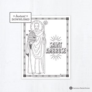 Catholic Coloring Page - Saint Ambrose - Catholic Saints - Printable Coloring Page - Digital - PDF