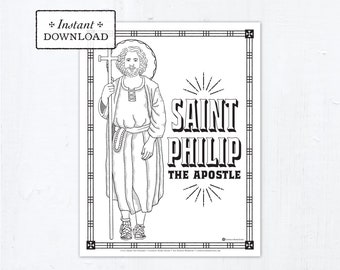 Catholic Coloring Page - Saint Philip the Apostle - Catholic Saints - Printable Coloring Page - Digital - PDF