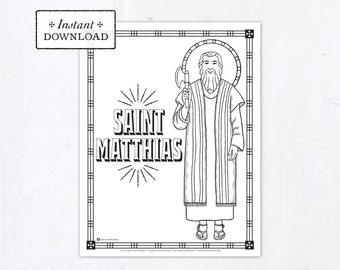 Catholic Coloring Page - Saint Matthias - Catholic Saints - Printable Coloring Page - Digital - PDF